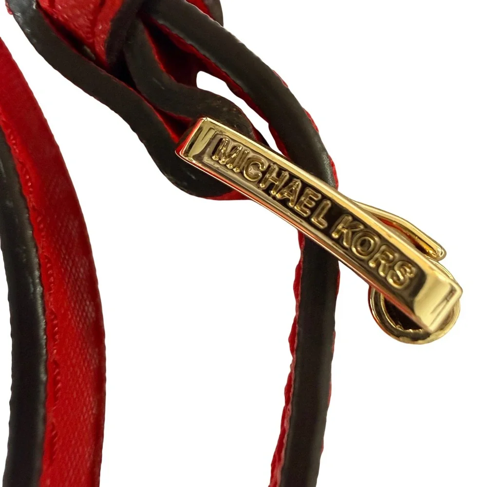 Michael Kors Red Saffiano Leather Adjustable Crossbody Bag Strap Gold Hardware